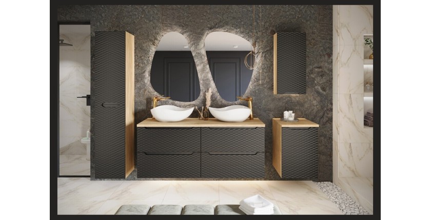 Meuble de rangement suspendu 1 porte 35cm noir YOKA  mis en situation