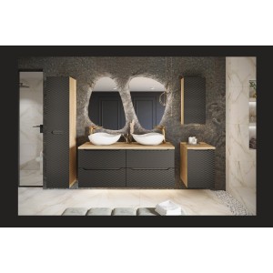 Meuble de rangement suspendu 1 porte 35cm noir YOKA  mis en situation