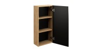 Meuble de rangement suspendu 1 porte 35cm noir YOKA ouvert
