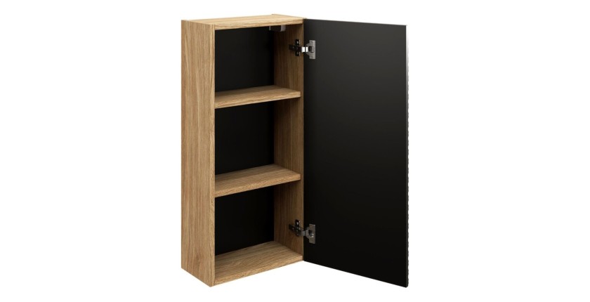 Meuble de rangement suspendu 1 porte 35cm noir YOKA ouvert