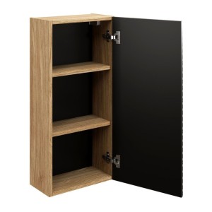 Meuble de rangement suspendu 1 porte 35cm noir YOKA ouvert