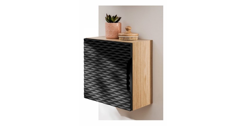 Meuble de rangement cubique noir 35cm YOKA mis en situation