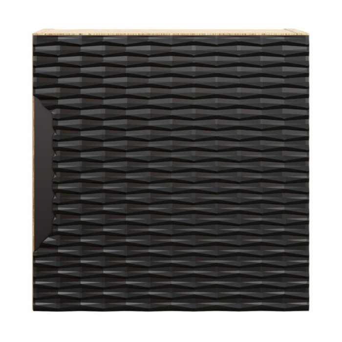 Mueble de almacenamiento YOKA – 1 puerta – Roble claro y negro – L35 × P19 × H35 cm – Para colgar