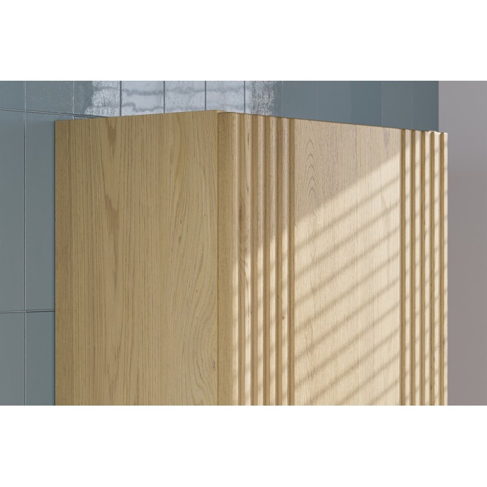 Kolom badkamermeubel KORI 140 cm licht eiken - Zwevende opbergruimte met 1 deur