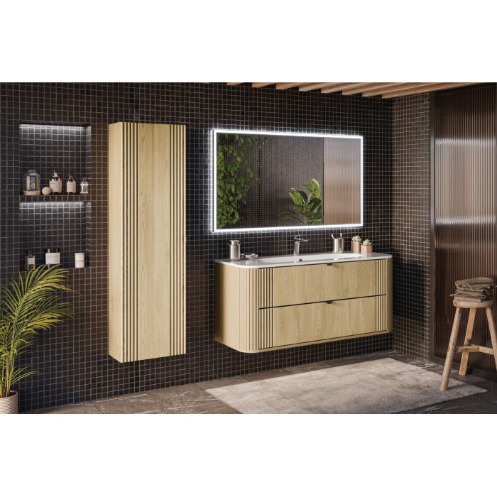 Mobile sottolavabo KORI 120 cm in rovere chiaro – 2 cassetti – sospeso