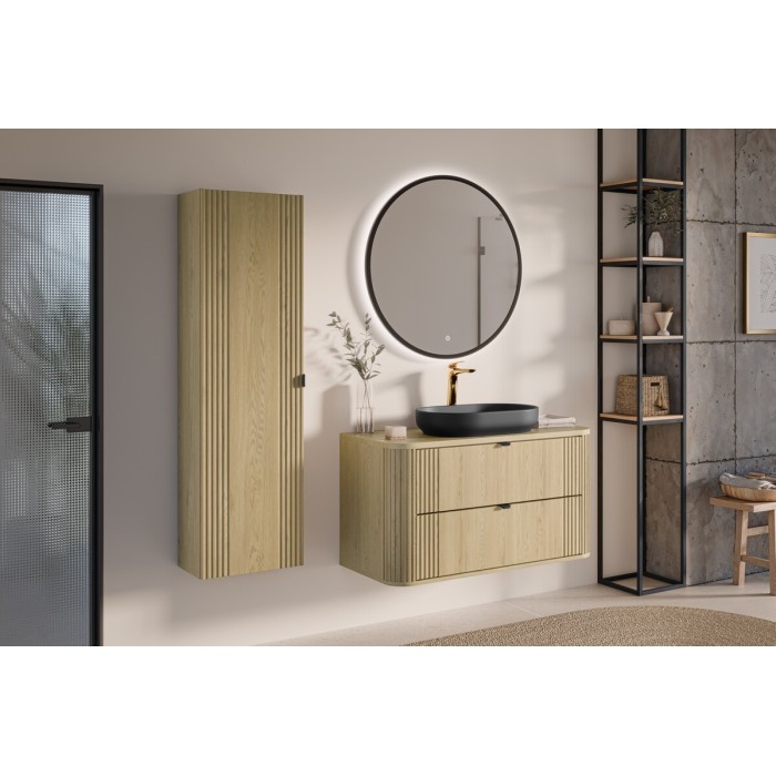 Mobile sotto lavabo KORI 100 cm rovere chiaro - 2 cassetti - sospeso