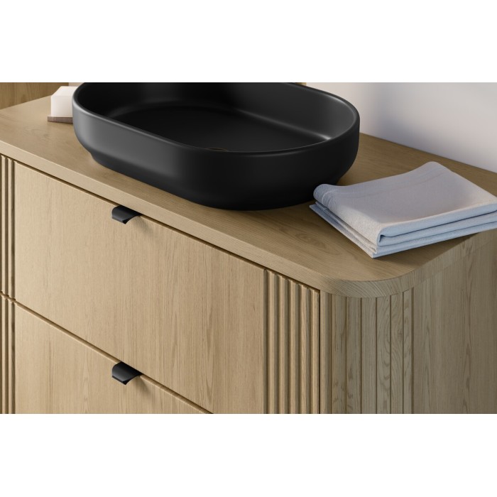 Mobile sotto lavabo KORI 100 cm rovere chiaro - 2 cassetti - sospeso