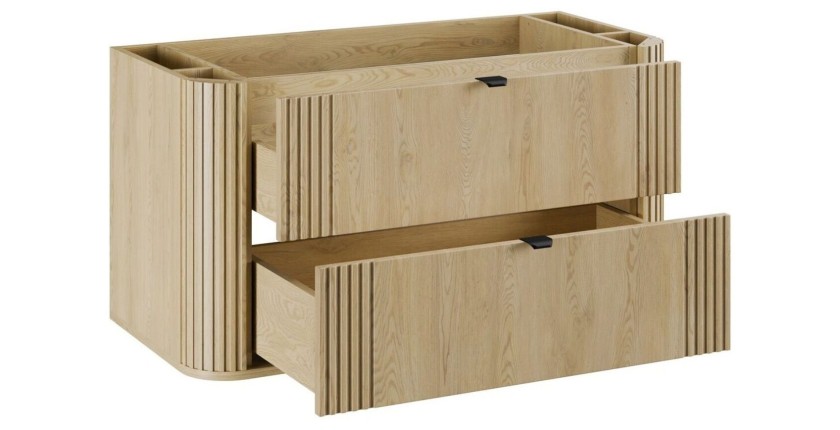 Meuble sous vasque 100cm KORI tiroirs ouverts