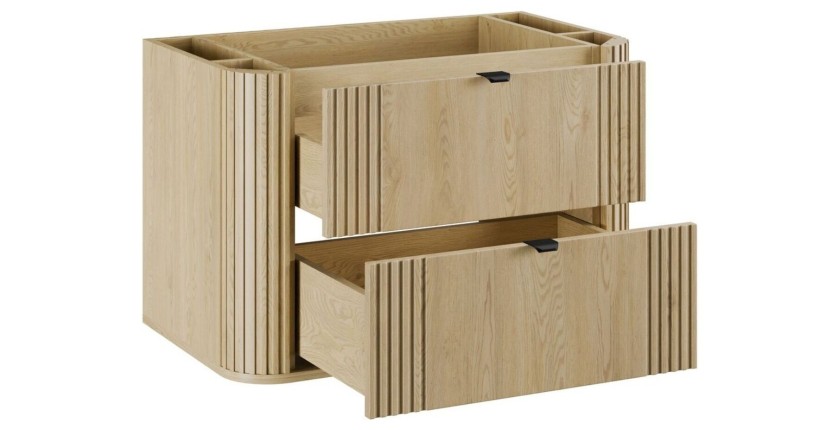 Meuble sous vasque 80cm KORI tiroirs ouverts