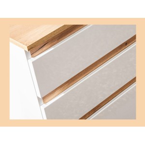 Zoom sur les tiroirs du meuble sous vasque ASKA blanc et bois