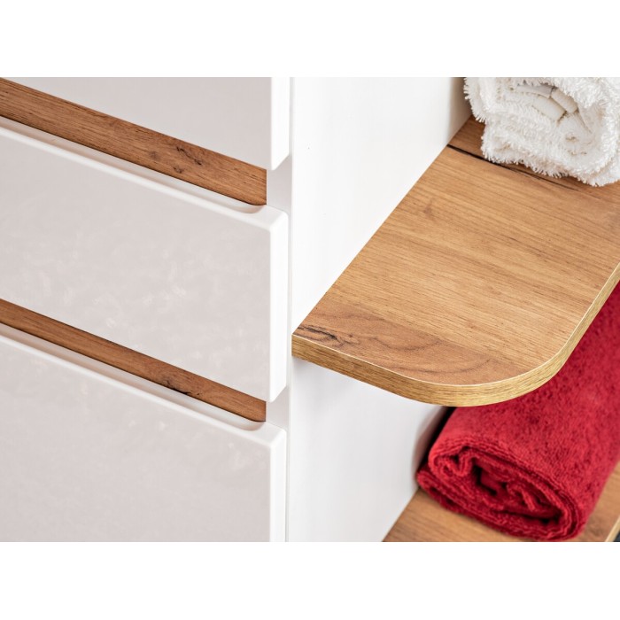 Mobile sottolavabo ASKA 94 cm bianco lucido – Modello sospeso con cassetti