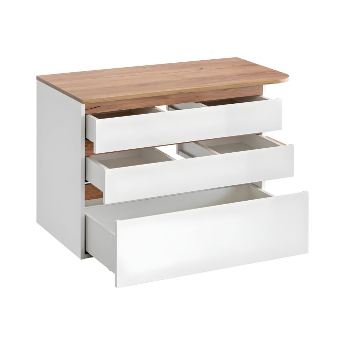 Mobile sottolavabo ASKA 94 cm bianco lucido – Modello sospeso con cassetti