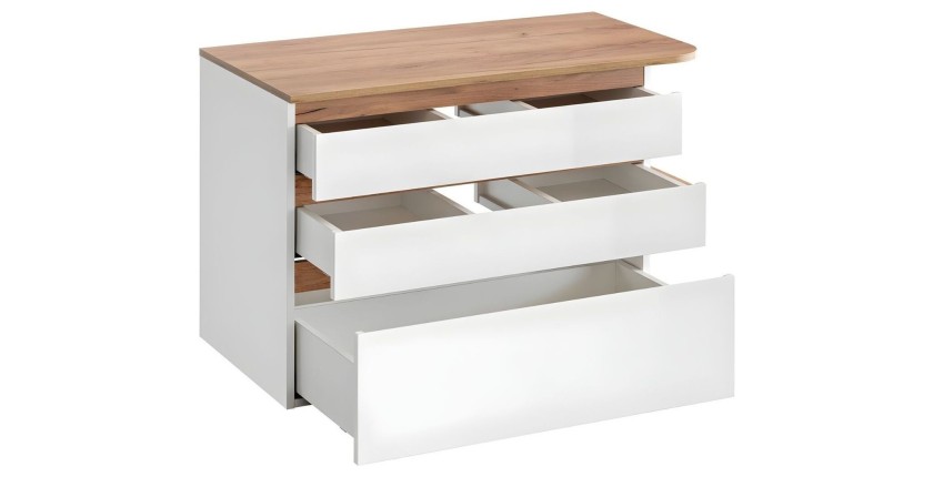 Meuble sous vasque ASKA blanc et bois ouvert