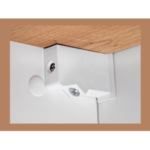 Zoom sur le système d'ouverture du meuble de rangement avec miroirs ASKA