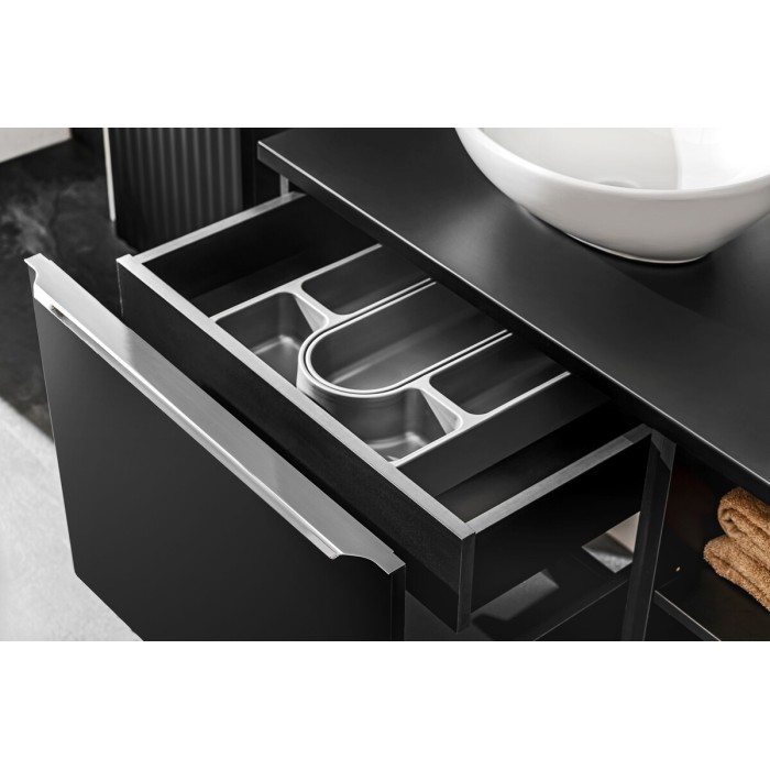 Mobile sottolavabo VANTA 60 cm nero – Modulo sospeso con 2 cassetti