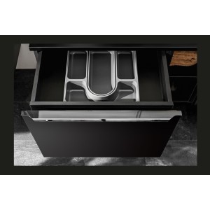 Zoom sour le meuble sous vasque 80cm noir VANTA ouvert