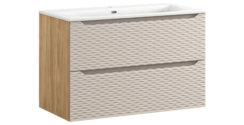 Ensemble meuble sous vasque et vasque encastrée YOKA beige 90cm