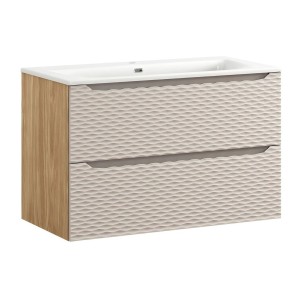Ensemble meuble sous vasque et vasque encastrée YOKA beige 90cm
