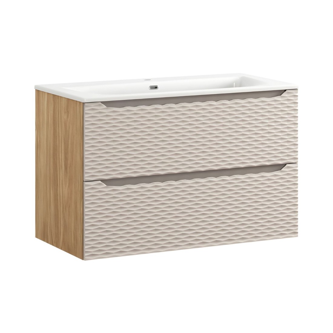 Ensemble meuble sous vasque et vasque encastrée YOKA beige 90cm