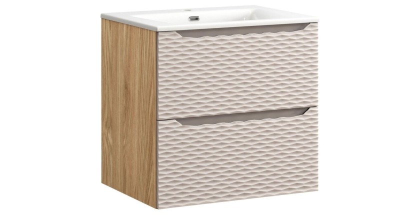 Ensemble meuble sous vasque et vasque encastrée 60cm YOKA beige