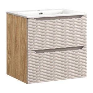 Ensemble meuble sous vasque et vasque encastrée 60cm YOKA beige