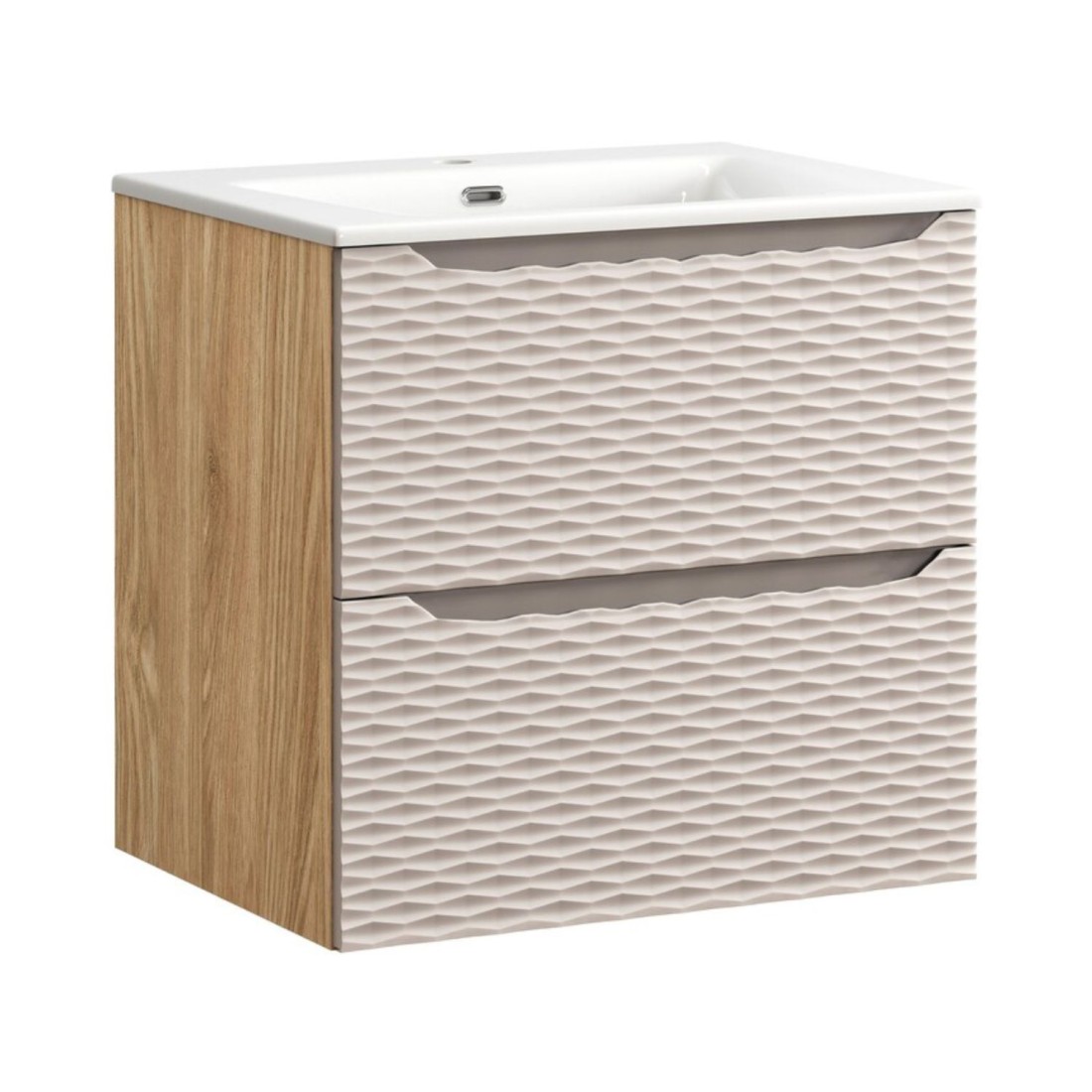 Ensemble meuble sous vasque et vasque encastrée 60cm YOKA beige