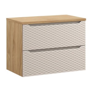 Ensemble meuble sous vasque et plan vasque 80cm beige YOKA