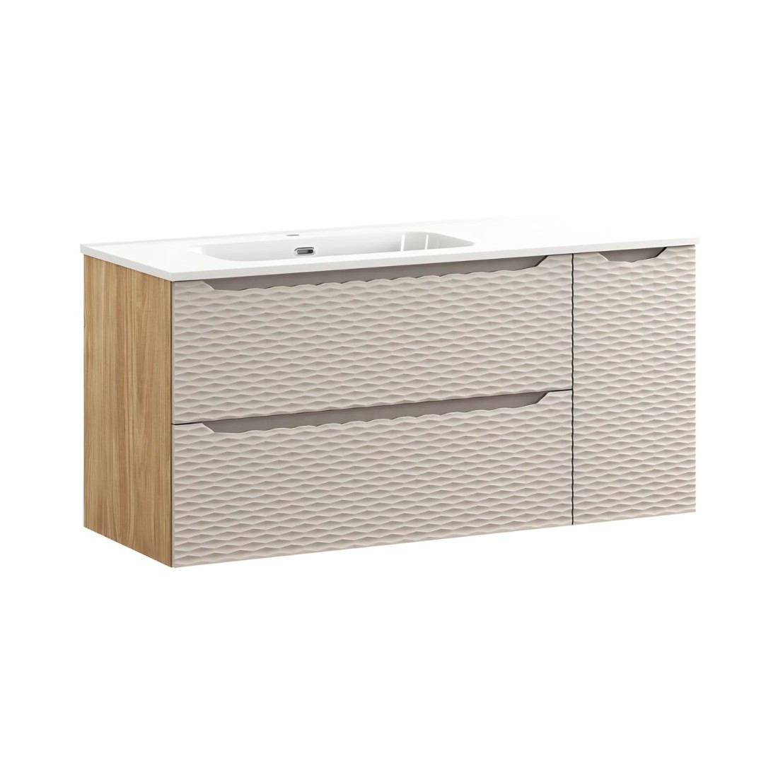 Ensemble meubles sous vasque et vasque encastrée 120cm YOKA beige
