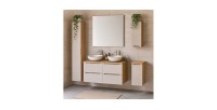 Ensemble de salle de bain YOKA beige : meuble sous vasque 30 cm + plan vasque