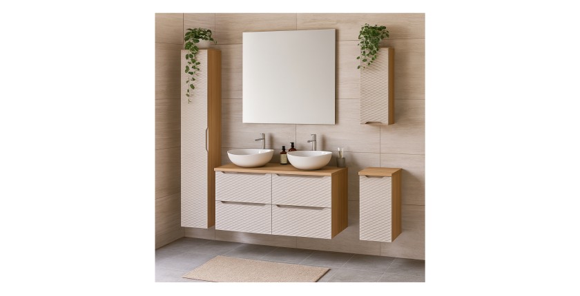Ensemble de salle de bain YOKA beige : meuble sous vasque 30 cm + plan vasque