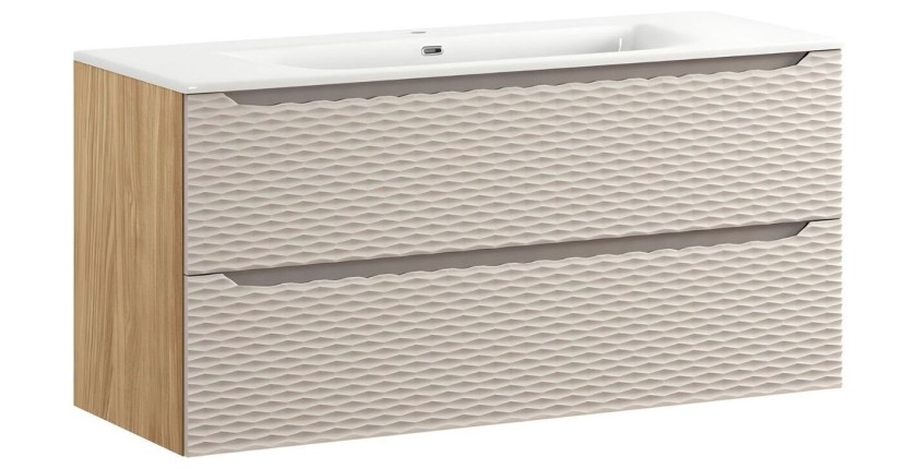 Ensemble meuble sous vasque et vasque encastrée 120cm beige YOKA