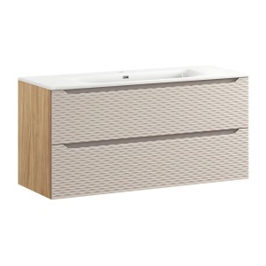 Ensemble meuble sous vasque et vasque encastrée 120cm beige YOKA