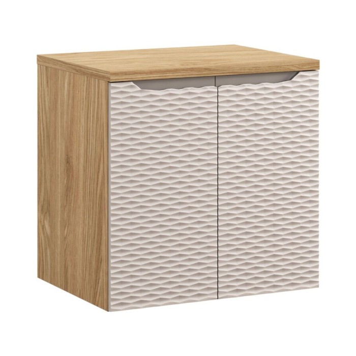 Ensemble meuble sous vasque à placards et plan vasque 60cm beige YOKA