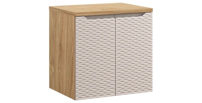 Ensemble meuble sous vasque à placards et plan vasque 60cm beige YOKA