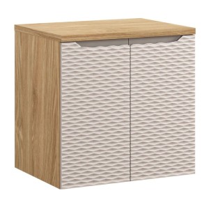 Ensemble meuble sous vasque à placards et plan vasque 60cm beige YOKA