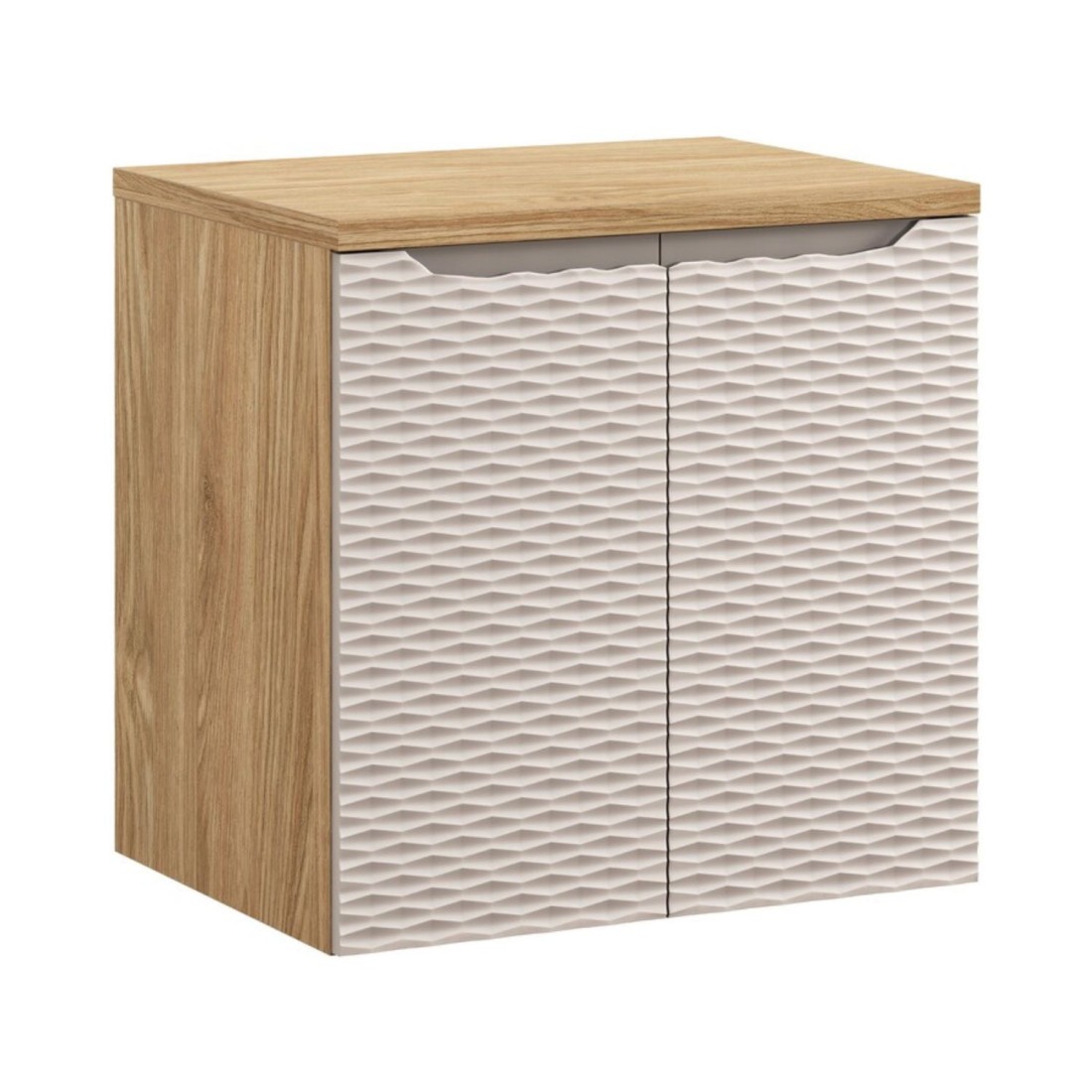 Ensemble meuble sous vasque à placards et plan vasque 60cm beige YOKA