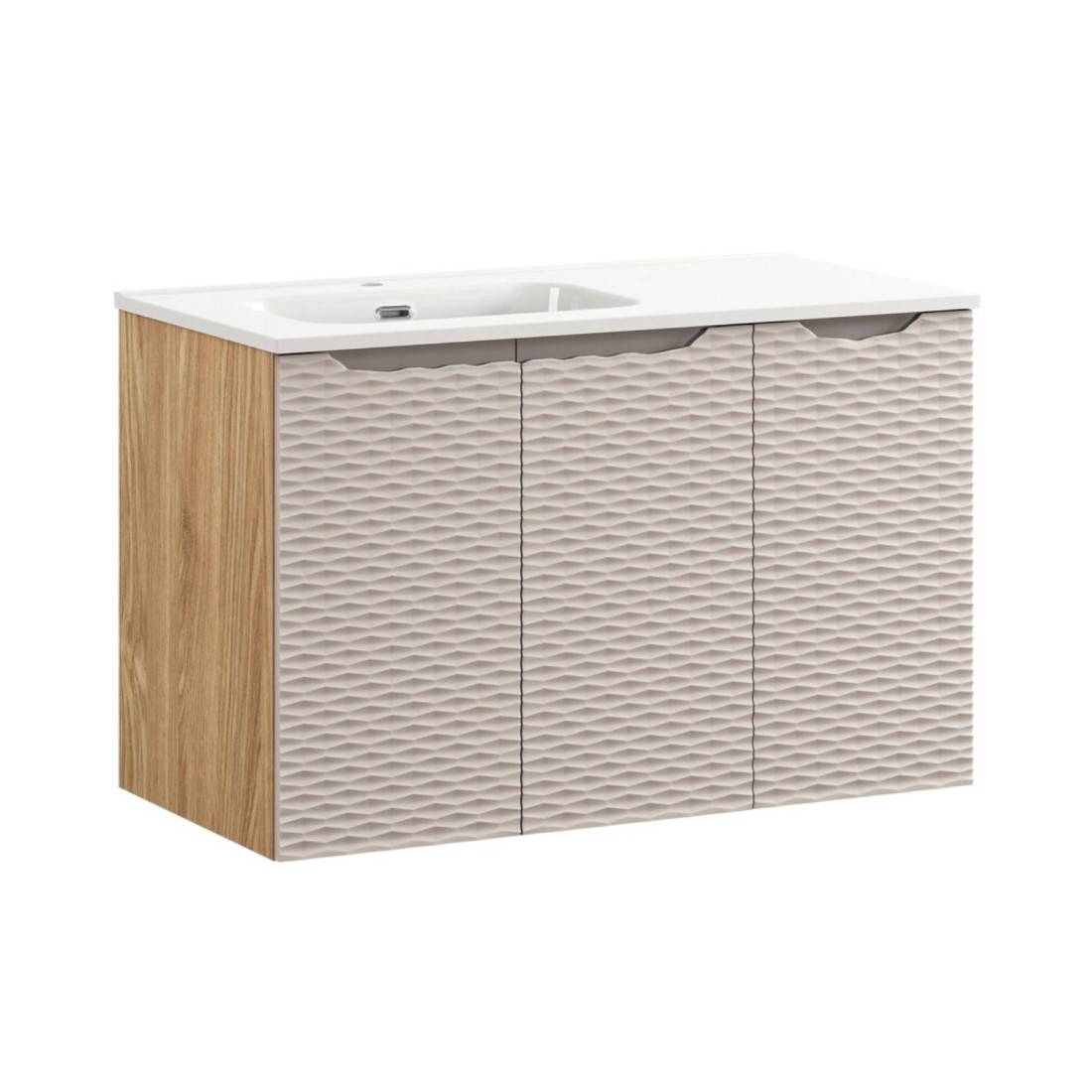 Ensemble meuble sous vasque à placards et vasque encastrée beige YOKA