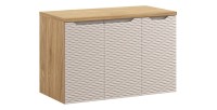 Ensemble meuble sous vasque à placards et plan vasque 90cm beige YOKA