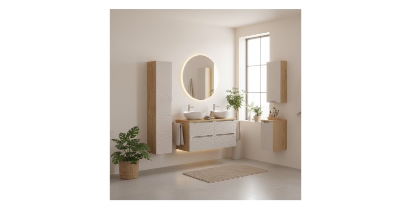 Ensemble de meubles de salle de bain YOKA beige mis en situation