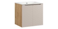 Ensemble meuble sous vasque à placards et vasque encastrée beige YOKA 60cm