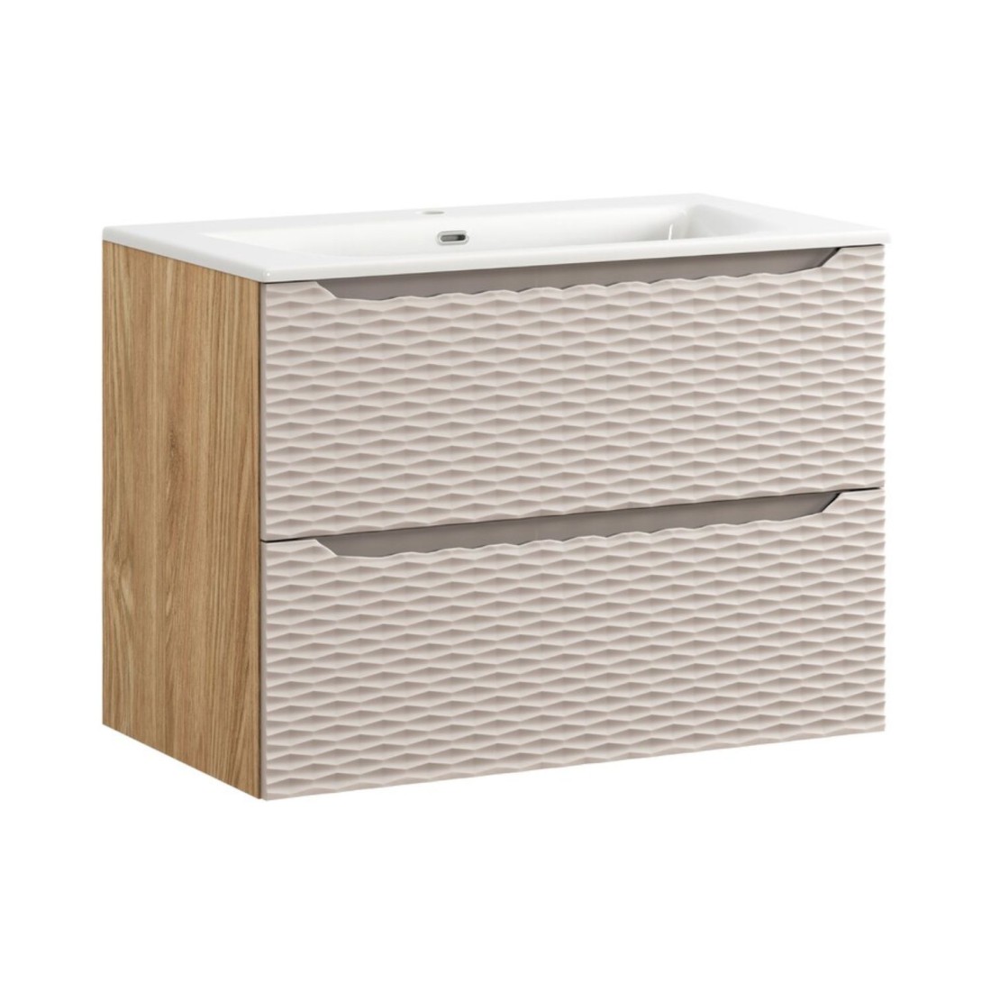Ensemble meuble sous vasque et vasque encastrée beige 80cm YOKA