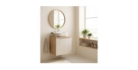 Ensemble meuble sous vasque, plan vasque et vasque à poser 60cm beige YOKA mis en situation