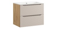 Ensemble meuble sous vasque et vasque encastrée 70cm beige YOKA