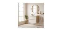 Ensemble meuble sous vasque et vasque encastrée 70cm beige YOKA mis en situation