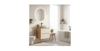 Ensemble meuble sous vasque et plan vasque 60cm beige YOKA mis en situation