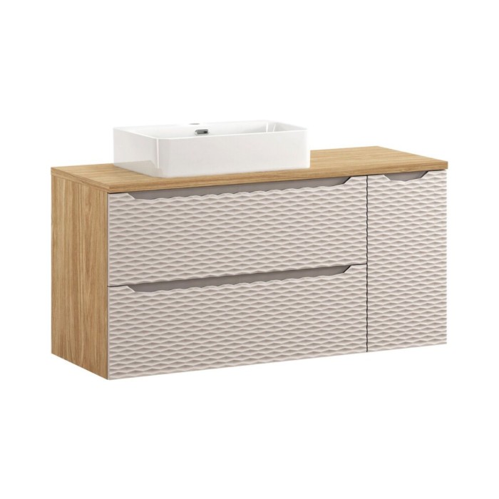 Ensemble meubles vasque, plan vasque et vasque à poser 120cm beige YOKA