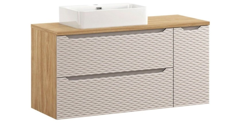 Ensemble meubles vasque, plan vasque et vasque à poser 120cm beige YOKA