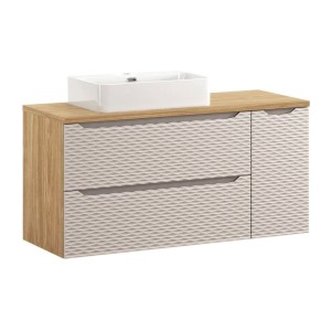 Ensemble meubles vasque, plan vasque et vasque à poser 120cm beige YOKA