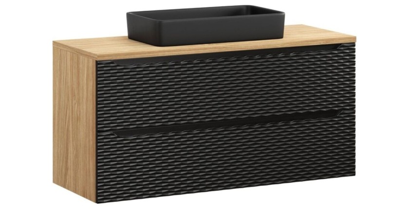 Ensemble meuble sous vasque, plan vasque et vasque à poser YOKA noir 120cm