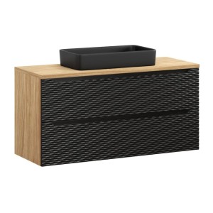 Ensemble meuble sous vasque, plan vasque et vasque à poser YOKA noir 120cm